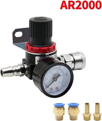 AR2000 G1/4 ''صمام منظم تخفيف الضغط لضاغط التحكم الأسود مع مقياس مناسب وقوس (AR2000) in Kuwait