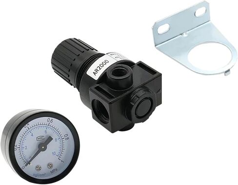 AR2000 G1/4 ''صمام منظم تخفيف الضغط لضاغط التحكم الأسود مع مقياس مناسب وقوس (AR2000) in Kuwait
