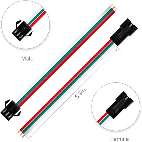 BTF-LIGHTING 20 Pairs JST SM 3 Pin Connectors for WS2812B WS2811 WS2812 WS2814 SK6812 FOCB CCT LED Strip Female Male 15cm 22awg Wire in Saudi Arabia