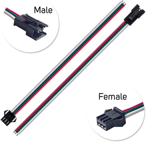 BTF-LIGHTING 20 Pairs JST SM 3 Pin Connectors for WS2812B WS2811 WS2812 WS2814 SK6812 FOCB CCT LED Strip Female Male 15cm 22awg Wire in Saudi Arabia