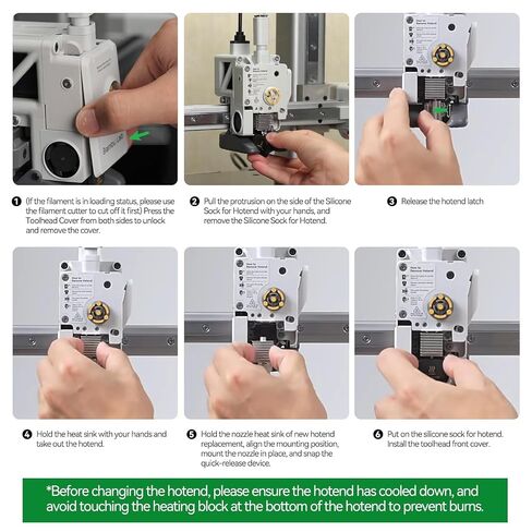 Original Bamboo Lab/BambuLAB A1 Mini,A1 Stainless Steel Hotend Kit with 0.2mm Stainless Steel Nozzle, All Metal Extruder Hot End, Heating Block Replacement (A1 Stainless 0.2mm) in Kuwait