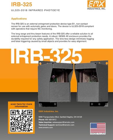EMX IRB-325 UL325 من خلال شعاع الأشعة تحت الحمراء Photoeye زوج 65 قدم المدى NEMA 4X in Kuwait