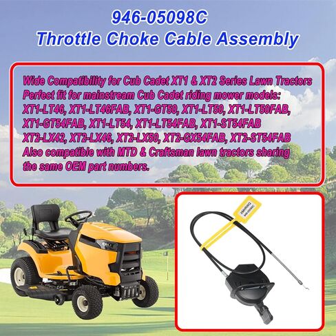 مجموعة كابلات خنق الخانق 946-05098C المُحدثة، استبدل OEM 946-05098A 946-05098B 746-05098 746-05098A | متوافق مع جرارات العشب Cub Cadet XT1-LT46 LT50 GT50 GT54 ST54 XT2-LX46 LX50 GX54، كابل تحكم عالي التحمل 46 بوصة in Kuwait