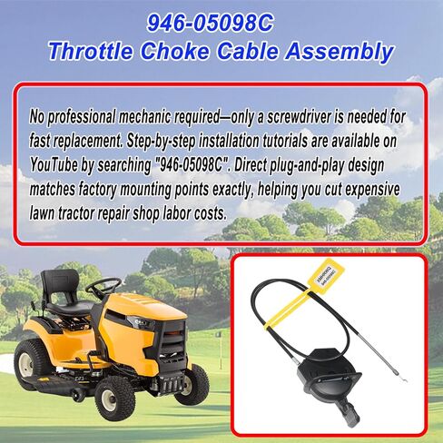 مجموعة كابلات خنق الخانق 946-05098C المُحدثة، استبدل OEM 946-05098A 946-05098B 746-05098 746-05098A | متوافق مع جرارات العشب Cub Cadet XT1-LT46 LT50 GT50 GT54 ST54 XT2-LX46 LX50 GX54، كابل تحكم عالي التحمل 46 بوصة in Kuwait