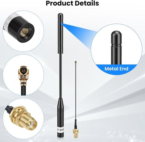2Pcs Meshnology Meshtastic 915MHz LoRa Antenna 10dBi Gain - Whip Antenna 20cm Long Range SMA Male Omni Antenna, Black in Kuwait