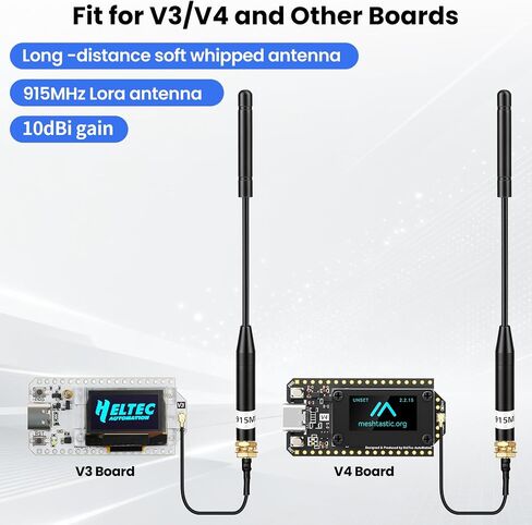 2Pcs Meshnology Meshtastic 915MHz LoRa Antenna 10dBi Gain - Whip Antenna 20cm Long Range SMA Male Omni Antenna, Black in Kuwait