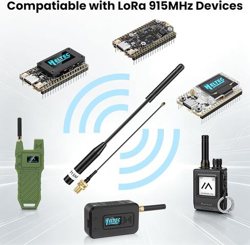 2Pcs Meshnology Meshtastic 915MHz LoRa Antenna 10dBi Gain - Whip Antenna 20cm Long Range SMA Male Omni Antenna, Black in Kuwait
