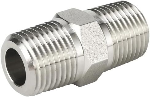 SS316 ذكر NPT BSPT R موضوع عرافة الحلمة 1/8 "1/4" 3/8 "1/2" 3/4 "1" موصل تركيب الأنابيب 3000psig 20MPa الفولاذ المقاوم للصدأ (NPT إلى NPT الموضوع، 0.75 بوصة × 0.375 بوصة) in Kuwait