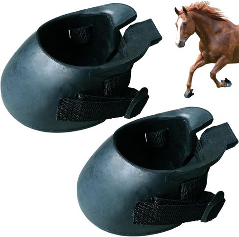 1 Pair Hoof Boots for Horses Rubber Protective Sturdy Horse Hoof Boots Portable Thick Hoof Boots for Wound Management and Laminitis Abscess Treatment, M, Hoof Boots for Horses in Kuwait