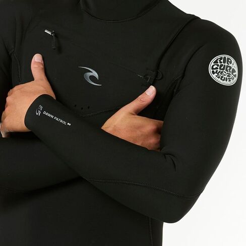 بدلة غطس كاملة من Rip Curl، Dawn Patrol 3/2 بسحاب على الصدر - للرجال، أسود، XL in Kuwait