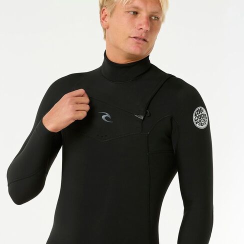 بدلة غطس كاملة من Rip Curl، Dawn Patrol 3/2 بسحاب على الصدر - للرجال، أسود، XL in Kuwait