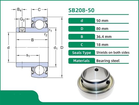 50 مللي متر SB208-50 50x80x36.4 SB208-210 إدراج تحمل مجموعة المسمار قفل SB208/210 SB208/50 ZZ 1 قطعة in Kuwait