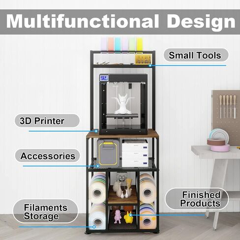 PUNCIA 3-Tier Heavy Duty 3D Printer Stand with Filament Storage Rack | Sturdy Organizer for PLA ABS PETG Spools Compatible with FDM SLA Resin Printers Durable Shelf for Home Studio Workshop Makers in Saudi Arabia