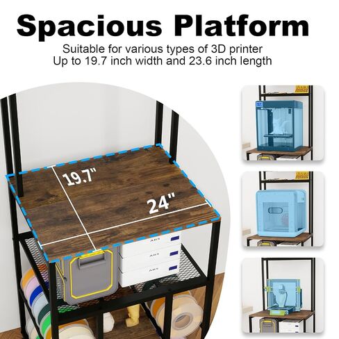 PUNCIA 3-Tier Heavy Duty 3D Printer Stand with Filament Storage Rack | Sturdy Organizer for PLA ABS PETG Spools Compatible with FDM SLA Resin Printers Durable Shelf for Home Studio Workshop Makers in Saudi Arabia