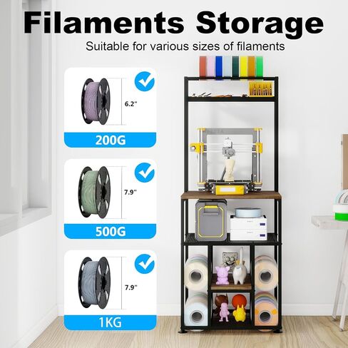 PUNCIA 3-Tier Heavy Duty 3D Printer Stand with Filament Storage Rack | Sturdy Organizer for PLA ABS PETG Spools Compatible with FDM SLA Resin Printers Durable Shelf for Home Studio Workshop Makers in Saudi Arabia
