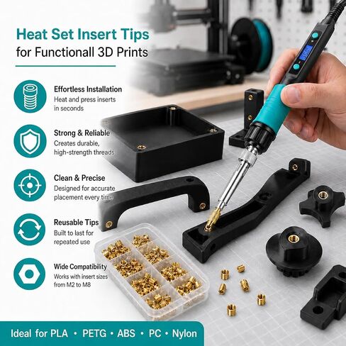 23-in-1 3D Print Finishing Tools with 100W Digital Soldering Iron Kit | Include M2-M8 Heat Set Insert Tips, 9 Smoothing Tool Tips, For Threaded Inserts, Plastic Welding & Surface Touch-Up in Saudi Arabia