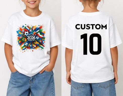 Kids World Cu 2026 Soccer Shirt for Boys & Girls – Custom Name & Number Youth Soccer Tee, USA Football Fan T-Shirt Multi in Saudi Arabia