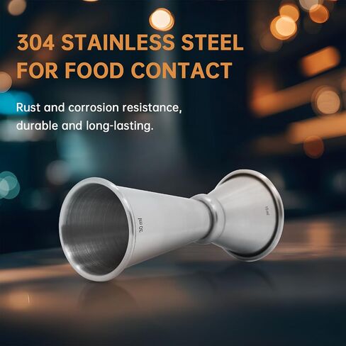 15 ml x 30 ml 304 Stainless Steel Rolled lip Cocktail Double Jigger Japanese Style Measuring Oz Cup Bar Tool Shot for Bartending Bartender Jiggers Ounce Measurements Alcohol Drink (15 ml x 30 ml) in Saudi Arabia