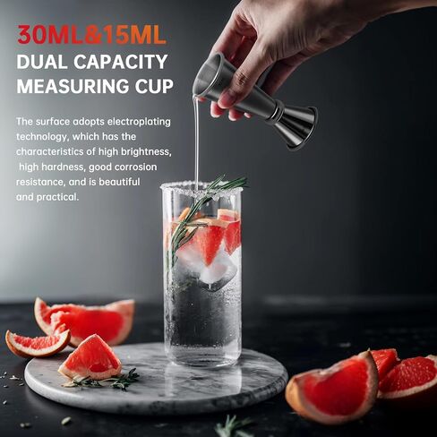 15 ml x 30 ml 304 Stainless Steel Rolled lip Cocktail Double Jigger Japanese Style Measuring Oz Cup Bar Tool Shot for Bartending Bartender Jiggers Ounce Measurements Alcohol Drink (15 ml x 30 ml) in Saudi Arabia