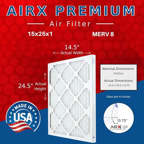 AIRx Filters 15x25x1 Furnace Filter MERV 8 Electrostatic Pleated Replacement HVAC AC Air Filter with Advanced Filtration Technology, 6-Pack in Saudi Arabia