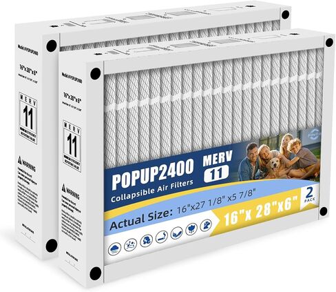 16x28x6 Furnace Filter Replacement Compatible with Honeywell POPUP2400 Foldable Design MERV 11 Durable AIr Filter Actual Size 16x27.13x5.88 (2-PACKS) in Saudi Arabia