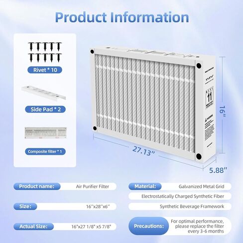 16x28x6 Furnace Filter Replacement Compatible with Honeywell POPUP2400 Foldable Design MERV 11 Durable AIr Filter Actual Size 16x27.13x5.88 (2-PACKS) in Saudi Arabia