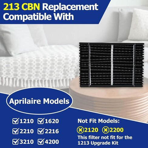فلتر بديل 213 CBN متوافق مع جهاز تنقية الهواء للفرن AprilAire Whole House 1210، 1620، 2210، 2216، 3210، 4200، MERV 13 مع الكربون لتقليل الروائح، الحجم: 25x20x4، عبوة واحدة in Kuwait
