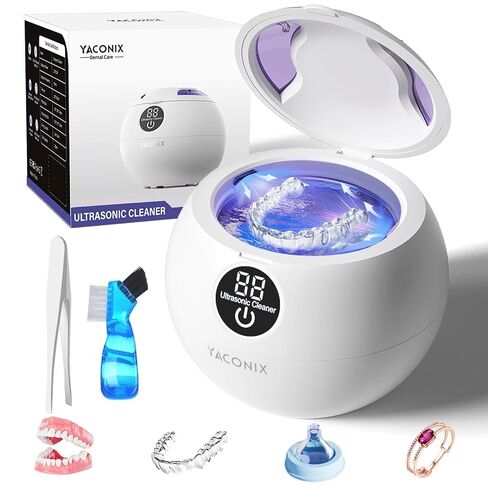 Ultrasonic Retainer Cleaner Machine 45kHz Dental Retainer Cleaner with 3 Modes and Digital Timer Mouth Guard for Retainer Clean, Denture Clean,Braces, Aligner, Jewelry 200ML in Kuwait