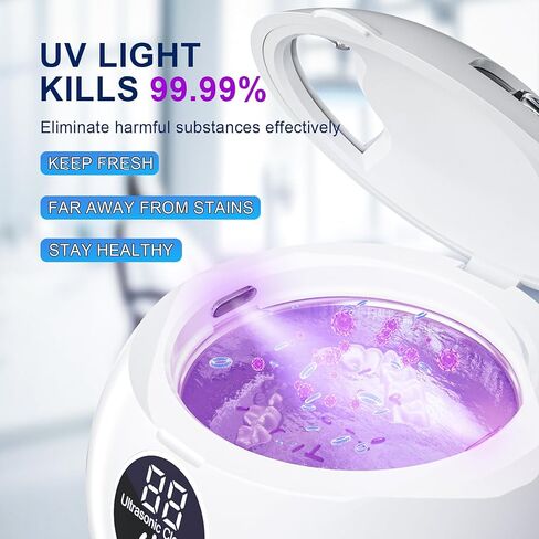 Ultrasonic Retainer Cleaner Machine 45kHz Dental Retainer Cleaner with 3 Modes and Digital Timer Mouth Guard for Retainer Clean, Denture Clean,Braces, Aligner, Jewelry 200ML in Kuwait