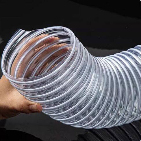 Clear Dust Collection Hose Flexible PVC Vacuum Pipe 2in 3in 4in 5in Transparent Wood Shop Dust Duting Fume Debris Vacuum Collector Hose(5m/16.4ft,60mm-2 2/5") in Kuwait