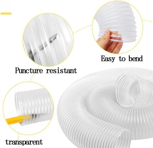 Clear Dust Collection Hose Flexible PVC Vacuum Pipe 2in 3in 4in 5in Transparent Wood Shop Dust Duting Fume Debris Vacuum Collector Hose(5m/16.4ft,60mm-2 2/5") in Kuwait