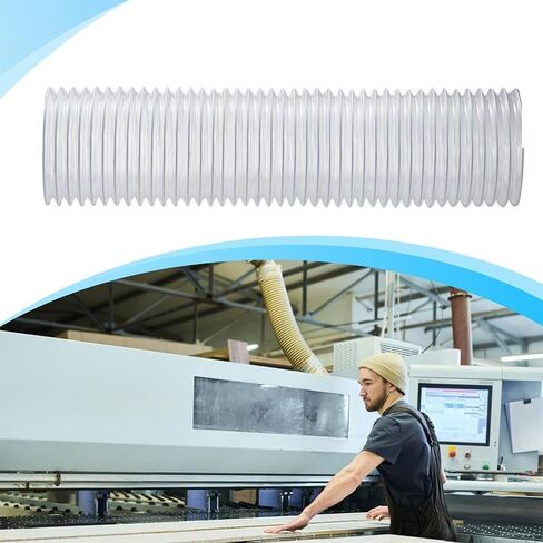 Clear Dust Collection Hose Flexible PVC Vacuum Pipe 2in 3in 4in 5in Transparent Wood Shop Dust Duting Fume Debris Vacuum Collector Hose(5m/16.4ft,60mm-2 2/5") in Kuwait