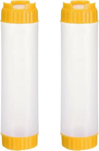 uxcell Condiment Squeeze Bottles for Sauces, 2pcs 16 oz Refillable Plastic Squirt Bottle Dispensers Leak Proof for BBQ Cooking Oil Barbecue Seasoning Honey Syrup, Yellow in Kuwait