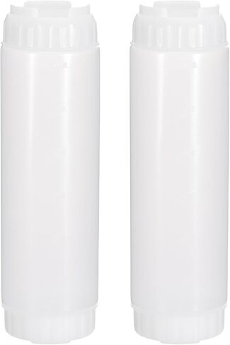 uxcell Condiment Squeeze Bottles for Sauces, 2pcs 16 oz Refillable Plastic Squirt Bottle Dispensers Leak Proof for BBQ Cooking Oil Barbecue Seasoning Honey Syrup, Yellow in Kuwait