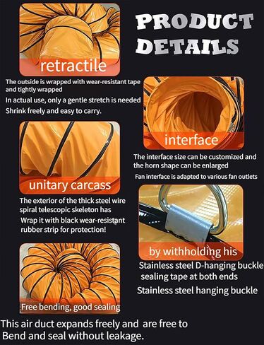 Industrial 36in PVC Flexible Duct Hosing,Ducting Hose,Utility Blower Fan Ducting Hosing Factories/Residential Construction/Attic Exhaust Hose(90cm/35.43in) in Kuwait