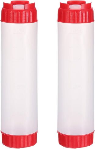 uxcell Condiment Squeeze Bottles for Sauces, 2pcs 16 oz Refillable Plastic Squirt Bottle Dispensers Leak Proof for BBQ Cooking Oil Barbecue Seasoning Honey Syrup, Yellow in Kuwait