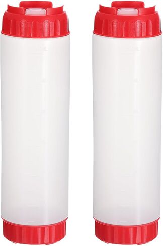 uxcell Condiment Squeeze Bottles for Sauces, 2pcs 16 oz Refillable Plastic Squirt Bottle Dispensers Leak Proof for BBQ Cooking Oil Barbecue Seasoning Honey Syrup, Yellow in Kuwait