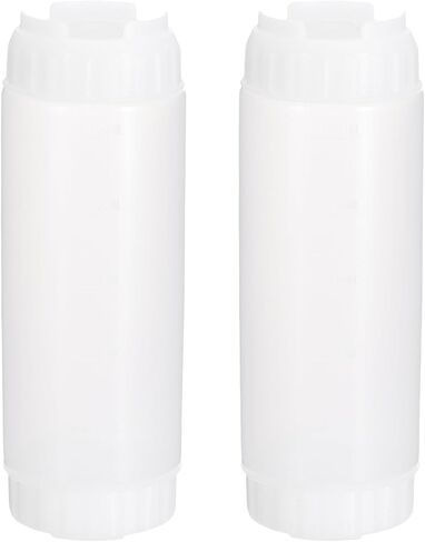 uxcell Condiment Squeeze Bottles for Sauces, 2pcs 16 oz Refillable Plastic Squirt Bottle Dispensers Leak Proof for BBQ Cooking Oil Barbecue Seasoning Honey Syrup, Yellow in Kuwait