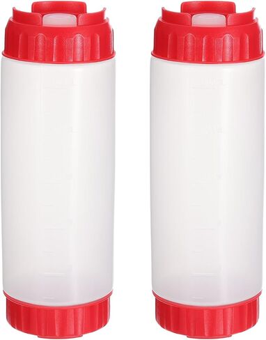 uxcell Condiment Squeeze Bottles for Sauces, 2pcs 16 oz Refillable Plastic Squirt Bottle Dispensers Leak Proof for BBQ Cooking Oil Barbecue Seasoning Honey Syrup, Yellow in Kuwait