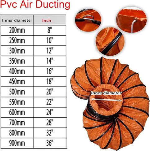 خرطوم مجرى PVC مرن لأنظمة العادم مقاس 8-36 بوصة بحبل قابل للتعديل (L3mxID450mm) in Kuwait