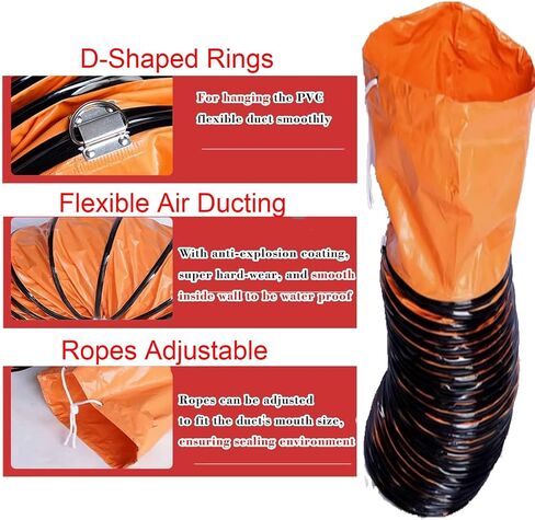 خرطوم مجرى PVC مرن لأنظمة العادم مقاس 8-36 بوصة بحبل قابل للتعديل (L3mxID450mm) in Kuwait