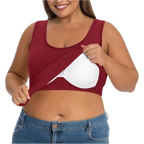 Plus Size Tank Tops Built in Bras for Women U Neck Wide Strap Padded Sleeveless Camisole Casual Athletic Yoga Outfits in Kuwait