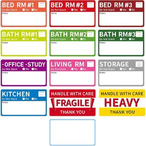 705 Pcs 3.4" x 2" Moving Labels for Boxes, Multicolor Moving Stickers for Bedroom Kitchen with Writable Notes Areas, Heavy & Fragile Packing Labels for Home Office Moving Supplies in Saudi Arabia