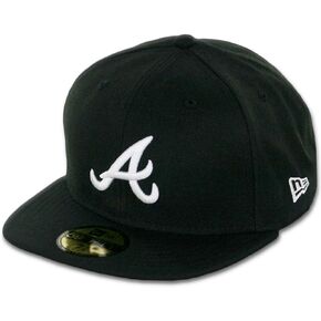 New Era 59Fifty Hat MLB Basic Atlanta Braves Black/White Fitted Baseball Cap (8) in Kuwait