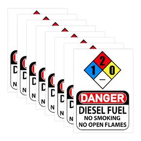 8 Pack Danger Diesel Fuel Stickers, 7 x 10 Inch Self Adhesive Vinyl Warning Decals, No Smoking No Open Flames Safety Signs for Diesel Tanks, Fuel Can, Generators in Saudi Arabia
