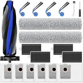 19 قطعة بديلة لـ ECOVACS DEEBOT T90 PRO OMNI & X9S Po Omni، طقم ملحقات المكنسة الكهربائية مع ممسحتين دوارتين، 1 فرشاة رئيسية، 16 كيس غبار، 4 مرشح HEPA، 4 فرشاة جانبية، أداة تنظيف ومفك براغي in Kuwait