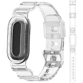 أربطة شفافة شفافة متوافقة مع Google Fitbit Air مع حافظة ممتصة للصدمات، سوار معصم رياضي من مادة TPU مسامي للهلام، حزام بديل لـ Fitbit Air للرجال والنساء in Kuwait