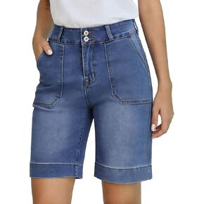 Women's Casual Denim Shorts High Waisted Stretchy Summer Y2K Jeans Shorts Classic Office Work Jorts for Vacation in Kuwait