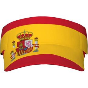 Spanish Flag Print Foldable Sun Visor Hat Lightweight Adjustable Sun Visor Hat Outdoor Sports Cap for Adults Black in Kuwait