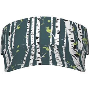 Beauty Birch Tree Print Foldable Sun Visor Hat Lightweight Adjustable Sun Visor Hat Outdoor Sports Cap for Adults Black in Kuwait